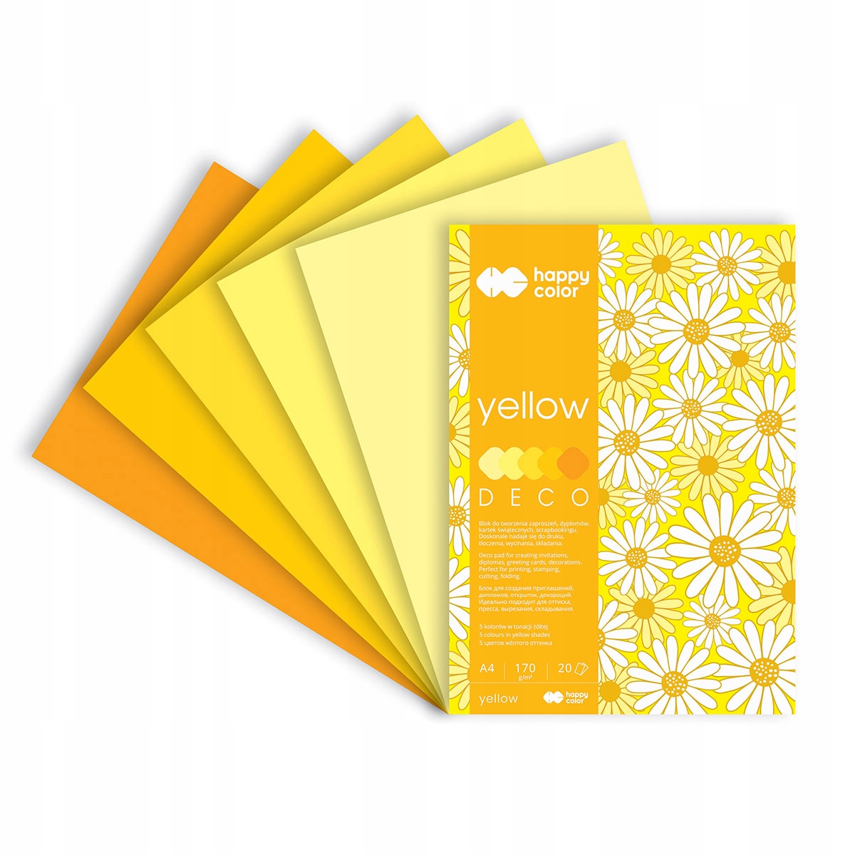Blok DECO YELLOW HAPPY COLOR A4 20ark.170g 5 kolorów HA 3717 2030-012